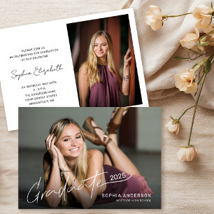 Invitation Full Photo Modern Elegant Graduation Party