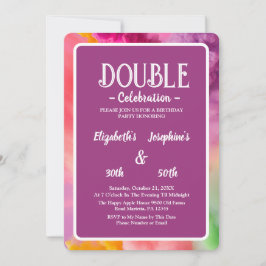 Invitation Fumée colorée Double Jumelle Anniversaire Célébrat