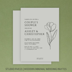 Invitation Fumée florale moderne Wedding shower noir