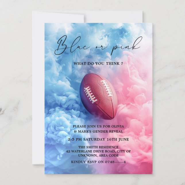 Invitation Fumer Football Américain Rugby Sport Révélation de (Devant)