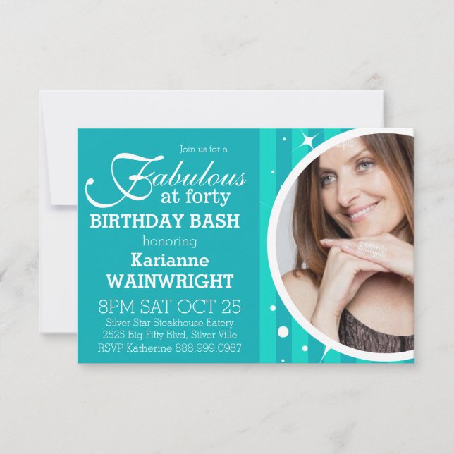 Invitation Fun and Fabulous Photo 40th Birthday Party (Devant)