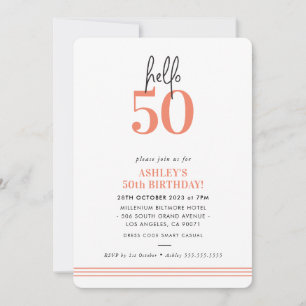 Invitation FUN bonjour 50 moderne fête d'anniversaire 50 ans