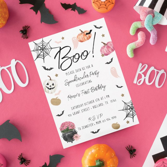 Invitation Fun Boo ! Spooktacular Halloween fête d'anniversai (Fun Boo! Spooktacular Halloween Birthday Party Invitation)