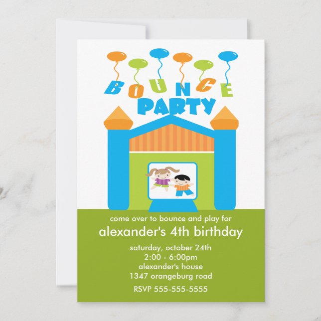 Invitation Fun Bounce House Anniversaire (Devant)