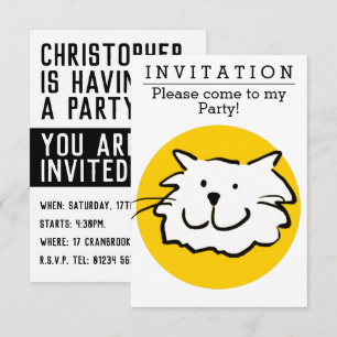 Invitation Fun Cat Design Party