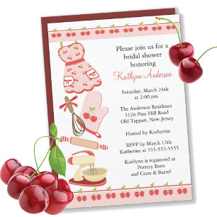 Invitation Fun Cherry Retro Cuisine nuptiale douche Invitatio