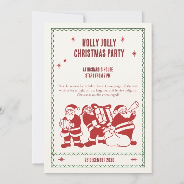 Invitation Fun Christmas party invite by Santa (Devant)