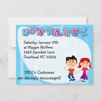 Invitation Fun Cinties Theme Party Sock Hop Kids Art