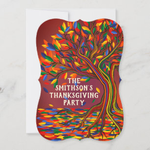 Invitation Fun Coloré Arbre d'automne Thanksgiving Meetup Par