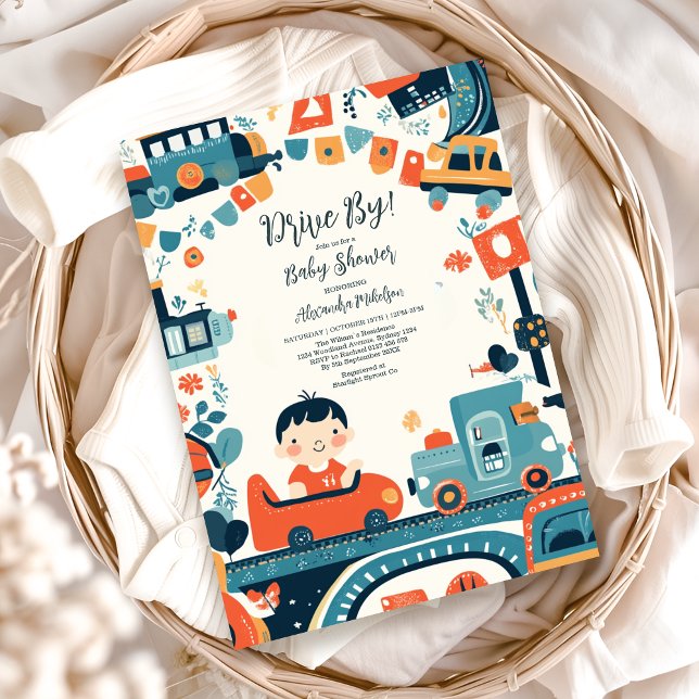 Invitation Fun Colorful Cars Boy Baby shower (Créateur téléchargé)