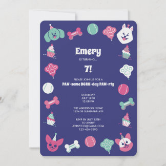 Invitation Fun Colorful Cute Dog Enfants Anniversaire Fête