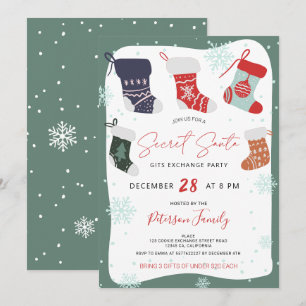 Invitation Fun cookie de Noël secret père Noël échange fête