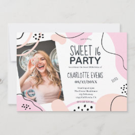 Invitation Fun cool rose pâle formes abstraites photo Sweet 1