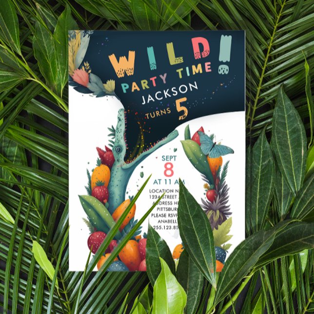 Invitation Fun Crocodile Alligator Dino Tropical Wild Party (Créateur téléchargé)