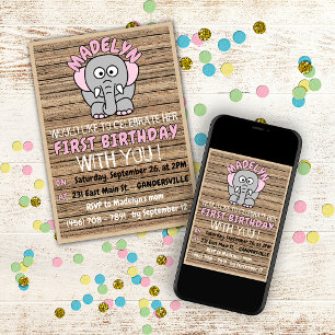 Invitation Fun Custom Girl's First Birthday Celebration Party