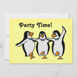 Invitation Fun Dancing Penguins Fête Heure!
