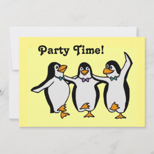 Invitation Fun Dancing Penguins Fête Heure!