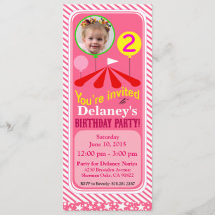 Invitation Fun d'anniversaire au Big Top Circus  rose