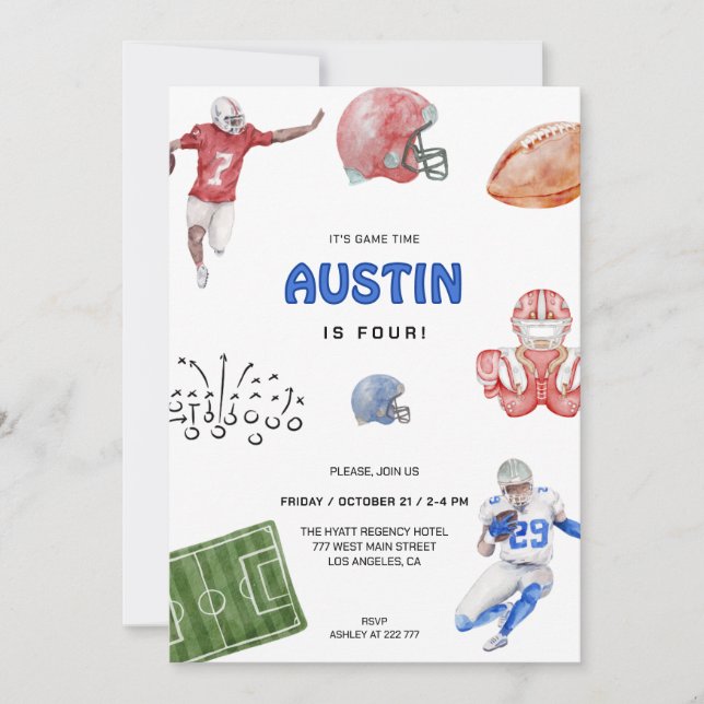Invitation Fun de football fête anniversaire (Devant)