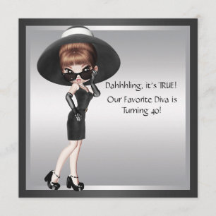 Invitation Fun Diva Favorite femmes Black 40e anniversaire