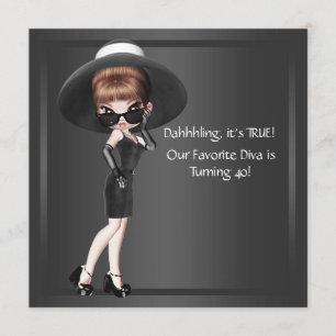 Invitation Fun Diva Favorite femmes Black 40e Anniversaire fê