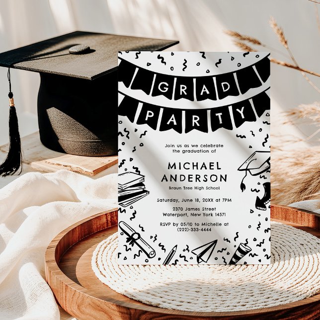 Invitation Fun Doodle Graduation Party (Créateur téléchargé)