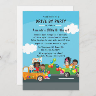 Invitation Fun Drive By Birday Parade Party Photo