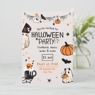Invitation Fun Éffrayant Orange et Black Halloween Party