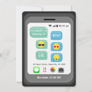 Invitation Fun Emoji Texte Message Parti Anniversaire de enfa