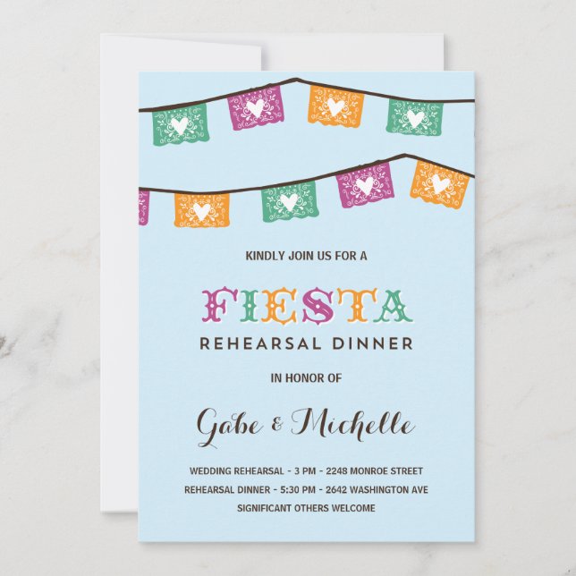 Invitation Fun Fiesta| Dîner de répétition Mariage (Devant)