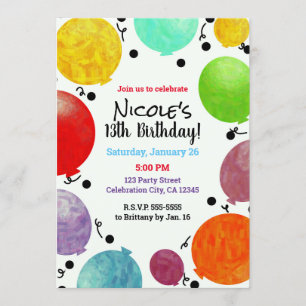 Invitation Fun Fiesta Party Balloons Anniversaire