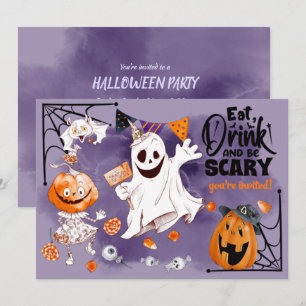 Invitation Fun Ghost, Jack OLantern, Bat Halloween Party