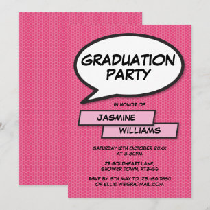 Invitation Fun Graduation Party Classe de 2022 Girly Pink
