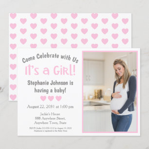 Invitation Fun Grey Rose Coeur Photo C'est un Baby shower fil
