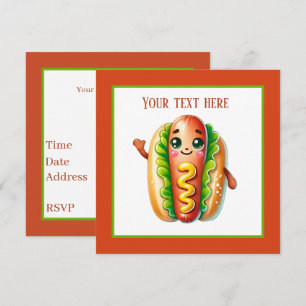 Invitation Fun hotdog amoureux fête