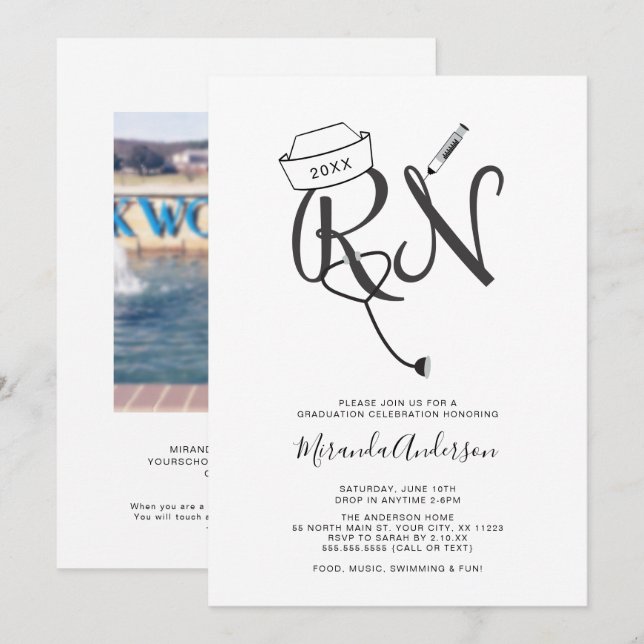 Invitation Fun infirmière de la RN célébration de la remise d (Devant / Derrière)