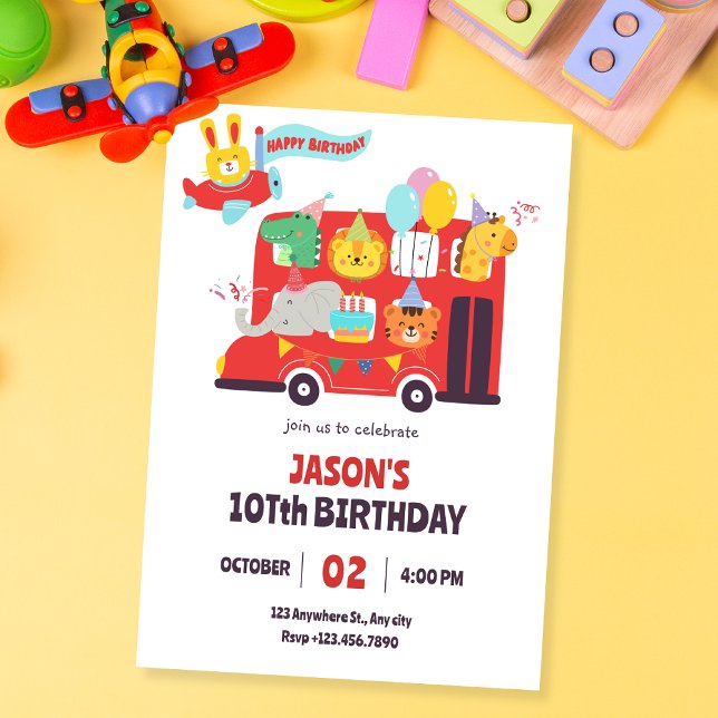 Invitation Fun kids animal fête (Créateur téléchargé)