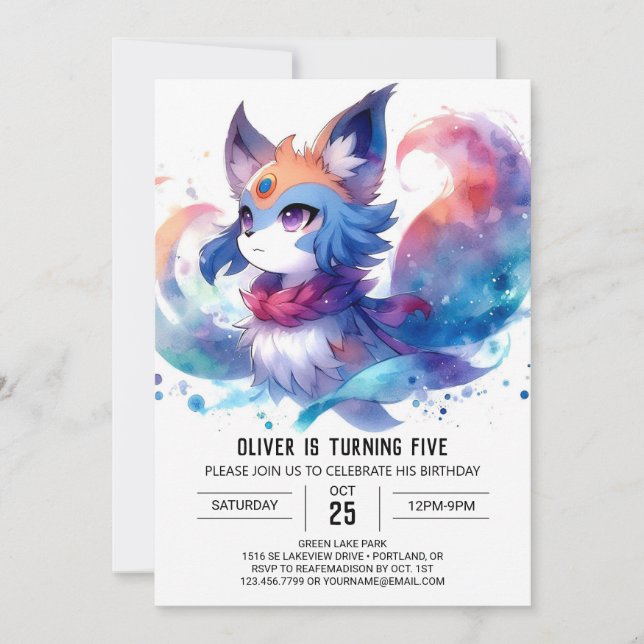 Invitation Fun Kids Fox Anniversaire (Devant)
