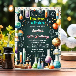 Invitation Fun Lab Kids Geek Nerd Mad Science 9e anniversaire