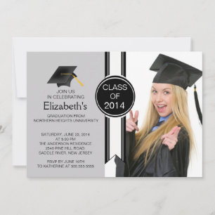 Invitation Fun Modern Graduate Photo Party