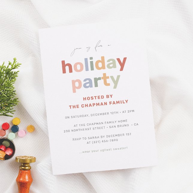 Invitation Fun moderne & Fête de Noël colorée (Créateur téléchargé)