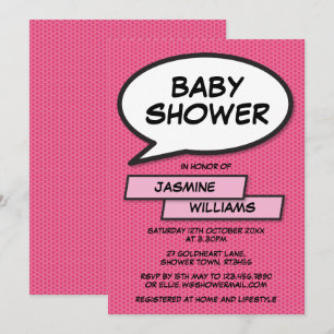 Invitation Fun moderne rose fille Baby shower saupoudrer