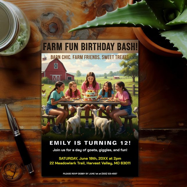 Invitation Fun on the Farm Birthday Bash (Créateur téléchargé)
