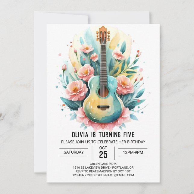 Invitation Fun Online Guitare Anniversaire (Devant)