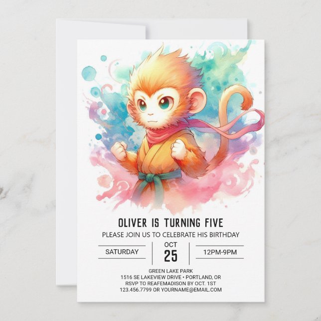 Invitation Fun Online Monkey Anniversaire (Devant)