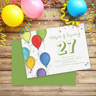 Invitation Fun party d'anniversaire Balloons Confetti