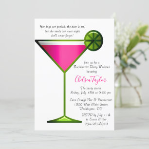 Invitation Fun Pink Martini Cocktail Hour Bachelorette Party