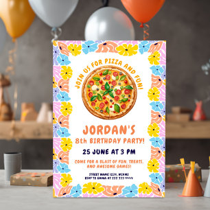 Invitation Fun Pizza Party Thème Anniversaire de enfant col