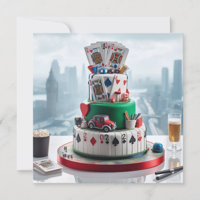 INVITATION FUN POKER NIGHT ANNIVERSAIRE FÊTE (Devant)