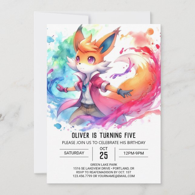 Invitation Fun Printable Renard Anniversaire (Devant)